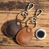 Cowhide Waterdrop IC Induction Access Card Holder - Hand-Stitched Leather Keychain Case