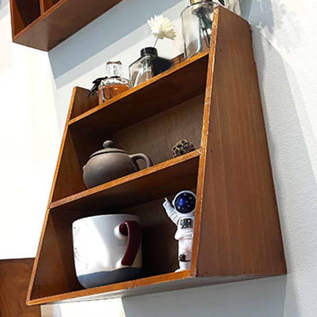 Desktop Sundries Organizer Vintage Multi Layer Wood Desktop Sundries Storage Shelf for Perfume Cosmetics