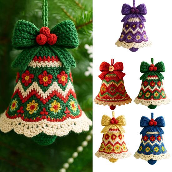 Handmade Christmas Bell Ornament DIY Knitted Santa Claus Bell Crochet