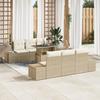 VidaXL 7-Piece Garden Sofa Set with Beige Cushions Poly Rattan 3349107