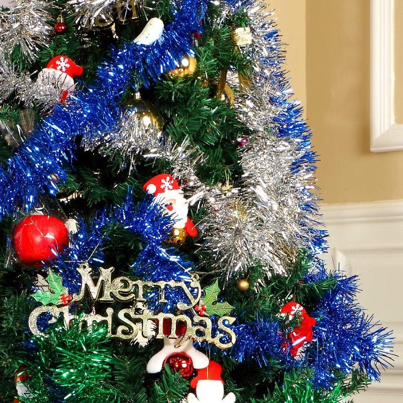 30/1,5M Weihnachts-Glitzer-Lametta-Girlande Bunt Stange Weihnachtsbaum Hängender Schmuck Frohe Weihnachten Dekoration für Zuhause 2024 Neujahr
