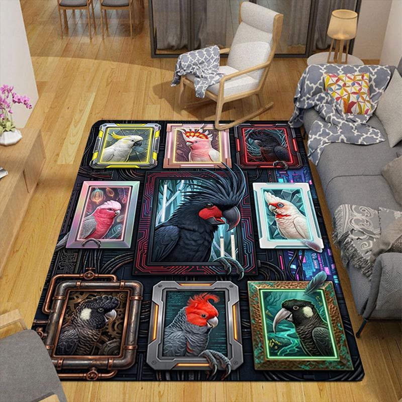 Cybernetic Parrot Collection Pattern Rug Floor Mat for Living Room or Bedroom Soft and Comfortable Carpet a Gift for Birthday and Holiday.