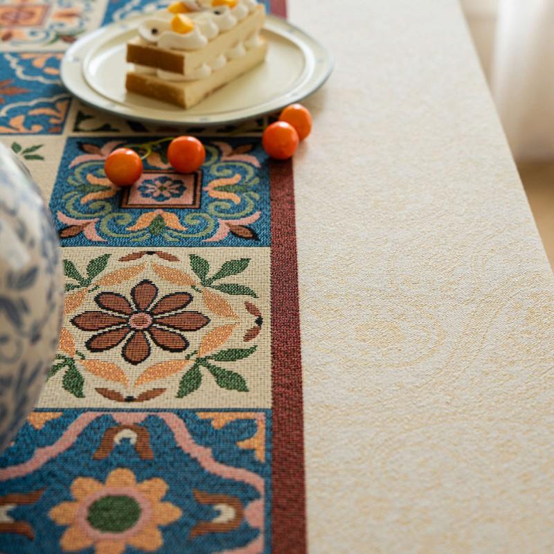 Rustic Farmhouse Tablecloth Cotton Linen Blend Anti-Scratch Table Cover Dining Room Kitchen