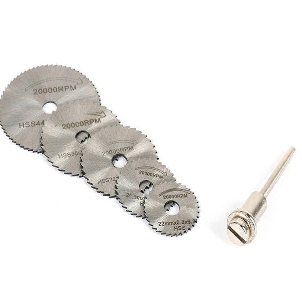 

6 шт. 22~44 мм мини-дисковая пила HSS вращающийся резак для резки металла набор инструментов толщина 1 мм внутренний диаметр 6 мм серебряный