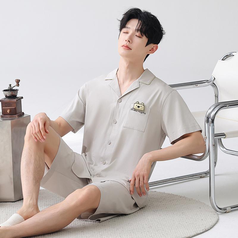 Fenteng [100% pure cotton] antibacterial and mite resistant pajamas, men's home clothes, couple set, men's 26 summer new item