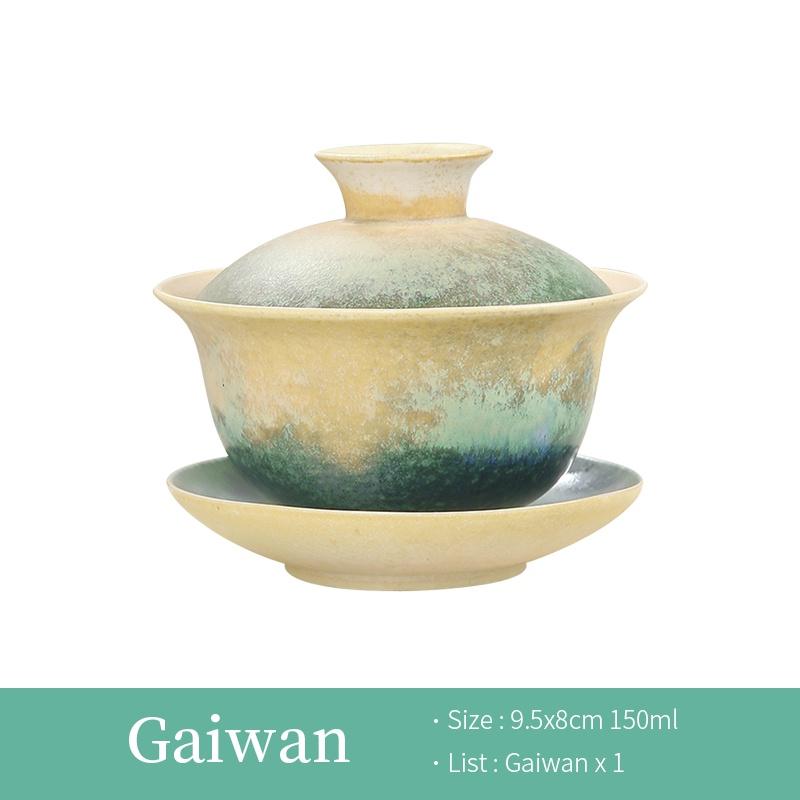 

150 мл Керамическая гайвань с эффектом печной глазури, винтажная чайная пиала, японская пиала санкай, креативная чаша для чайной церемонии
