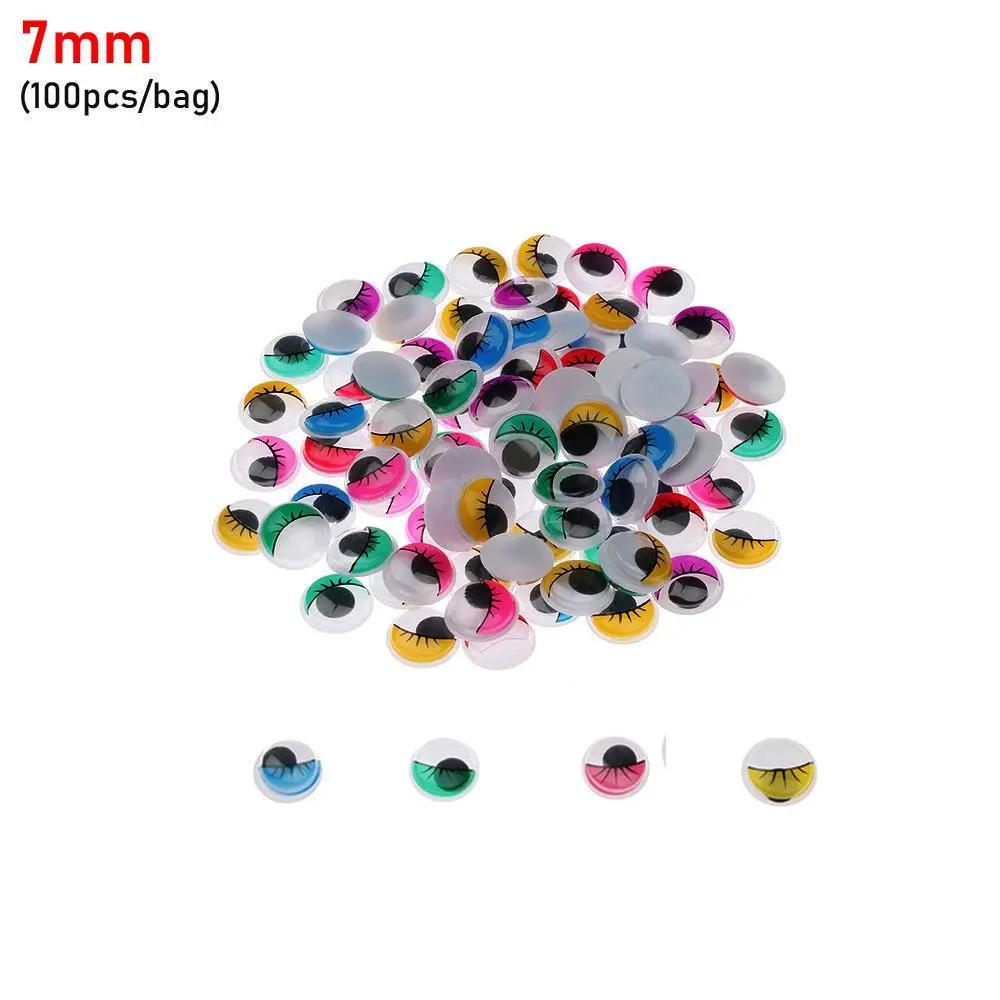 100Pcs/Bag 7/8/10/12/15/18/20MM Colorful Round Wiggling Moving Eyes Plush Panda Eye 3D Dolls Accessories DIY Dolls Materials