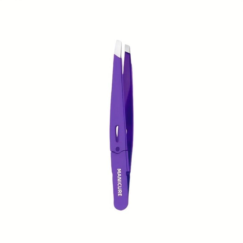 High-Precision Eyebrow Clip Stainless Steel Eyelash Curler Tweezers Purple Slanted Design Men s Beard Plucking Christmas Gift фиолетовый