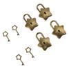 4 Set Treasure Chest Padlock Mini Metal Diary Book Jewelry Box Decorative Lock with Key S007 Five Pointed Star Shaped