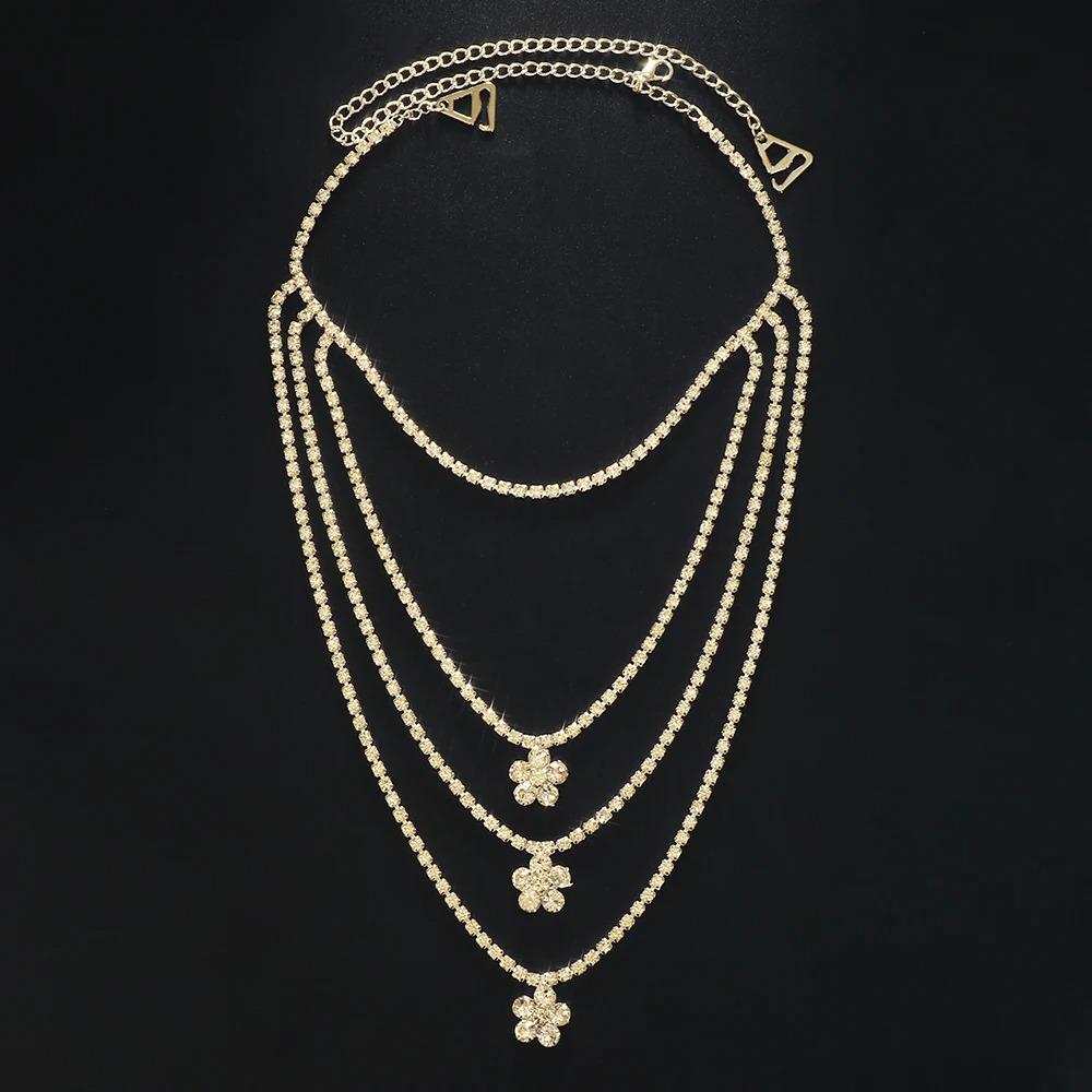 1pcs Rhinestone Shoulder Chain Flower Bra Underwear Strap Sexy Body Chains  Women