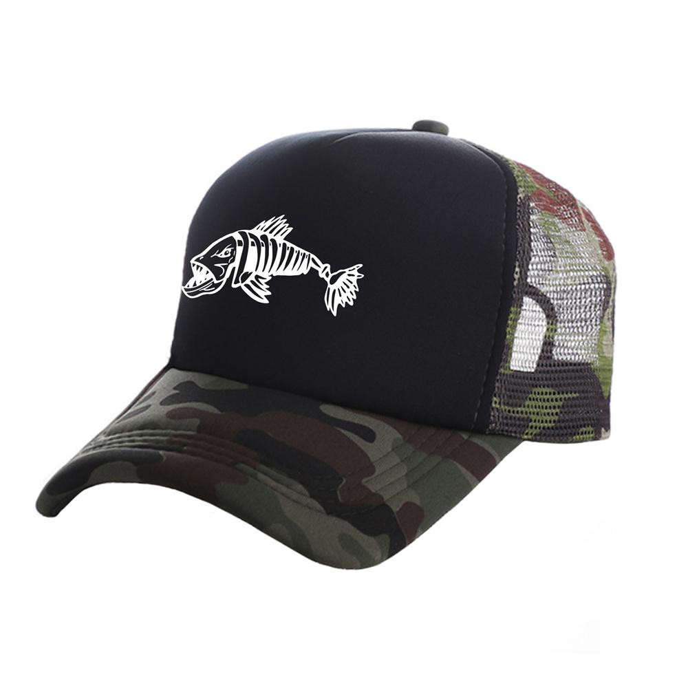 Unisex Outdoor Fishing Cap Fishing Hat Trucker Caps Hunting Has Fish Bones Snapback Hat MZ