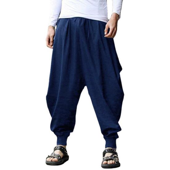 Pantaloni Harem Cavallo Basso Monocolore Coulisse Vintage Vita Media Caviglia Legata Larghi per Performance