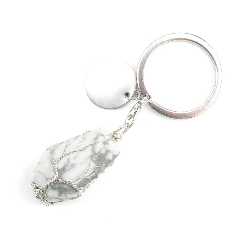 Hand-Wound Natural Stone Crystal Octahedron Keychain Keychain Bag Pendant K15