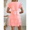 JKASHDK Women's Fashion Summer Spring Solid Color Print Short Sleeve O-Neck Middle Waistline Casual Dresses