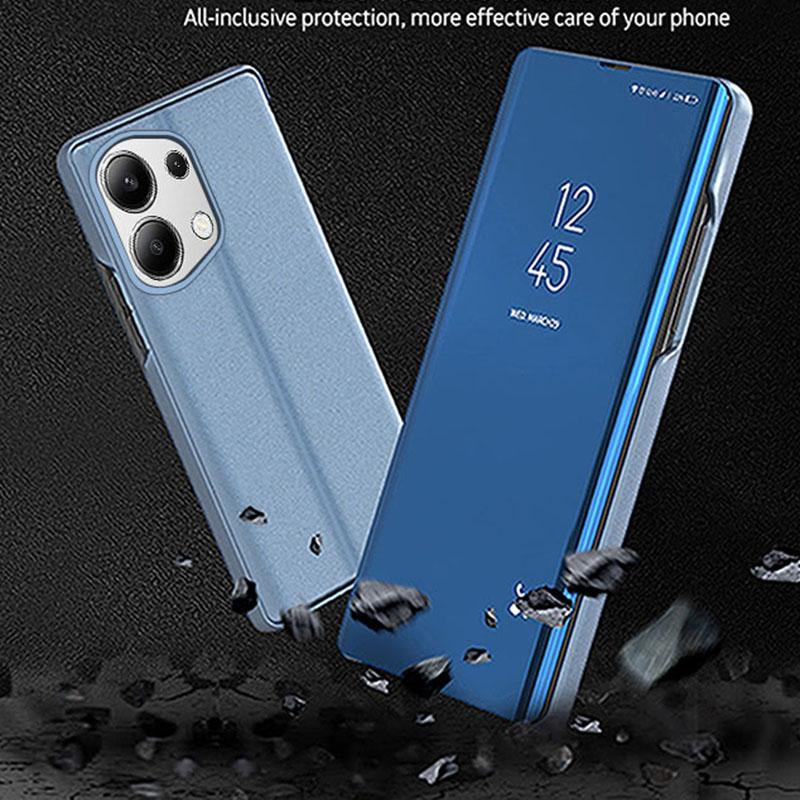 For Xiaomi Redmi Note 13 4G Case View Window Electroplating Leather Phone Cover Stand