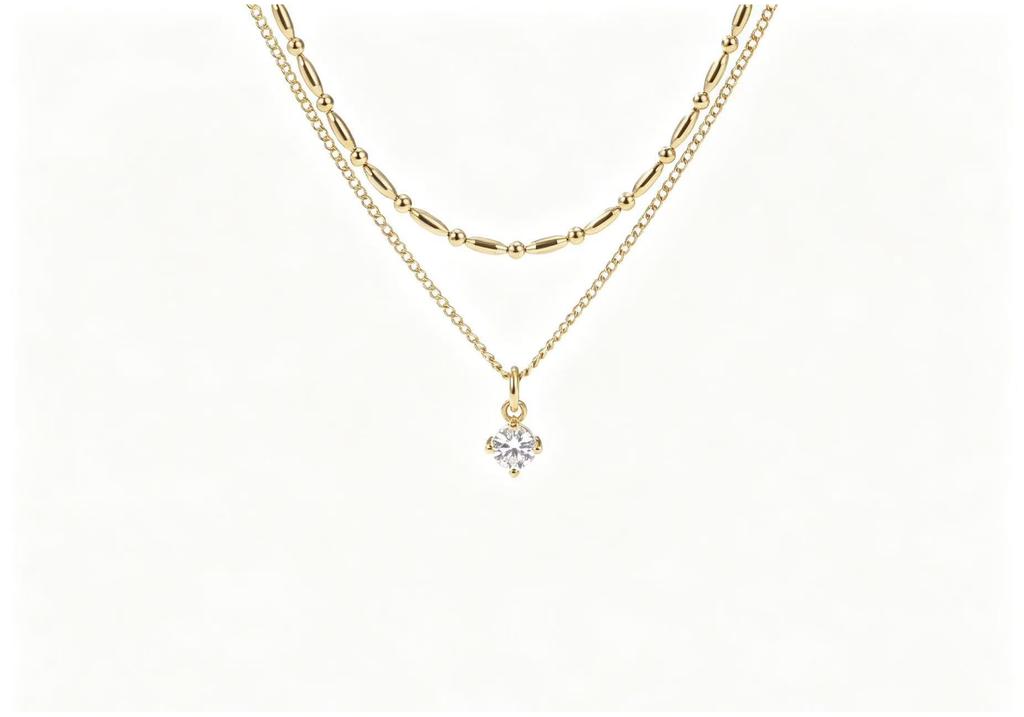 Necklace women's double-layer stacking simple personality high-end temperament versatile decorative pendant collarbone chain accessories
