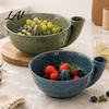 Manual Berry Washer Self-Spinning Colander Bowl with Holes Ceramic Vortex Rinsing Efficient Fruit Washing Spout Strainer Cleaner for And Vegetable
