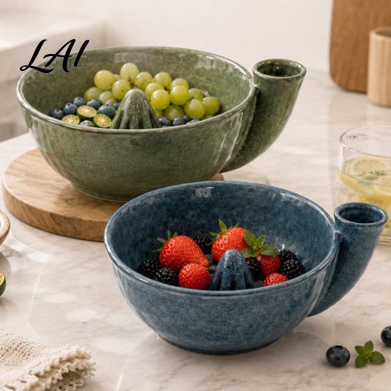 Manual Berry Washer Self-Spinning Colander Bowl with Holes Ceramic Vortex Rinsing Efficient Fruit Washing Spout Strainer Cleaner for And Vegetable