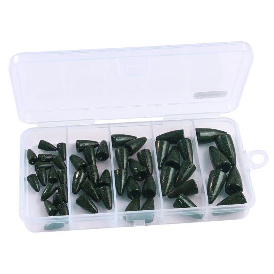 50Pcs Fishing Weight Sinkers Kit Rustproof Corrosion Resistant Saltwater Freshwater Metal Lead Fishing Weights Set