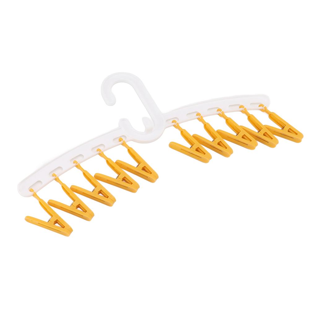 Plastic Sock Clips Drying Rack Straight Rod for Clothes Travel Portable Supplies White and Yellow