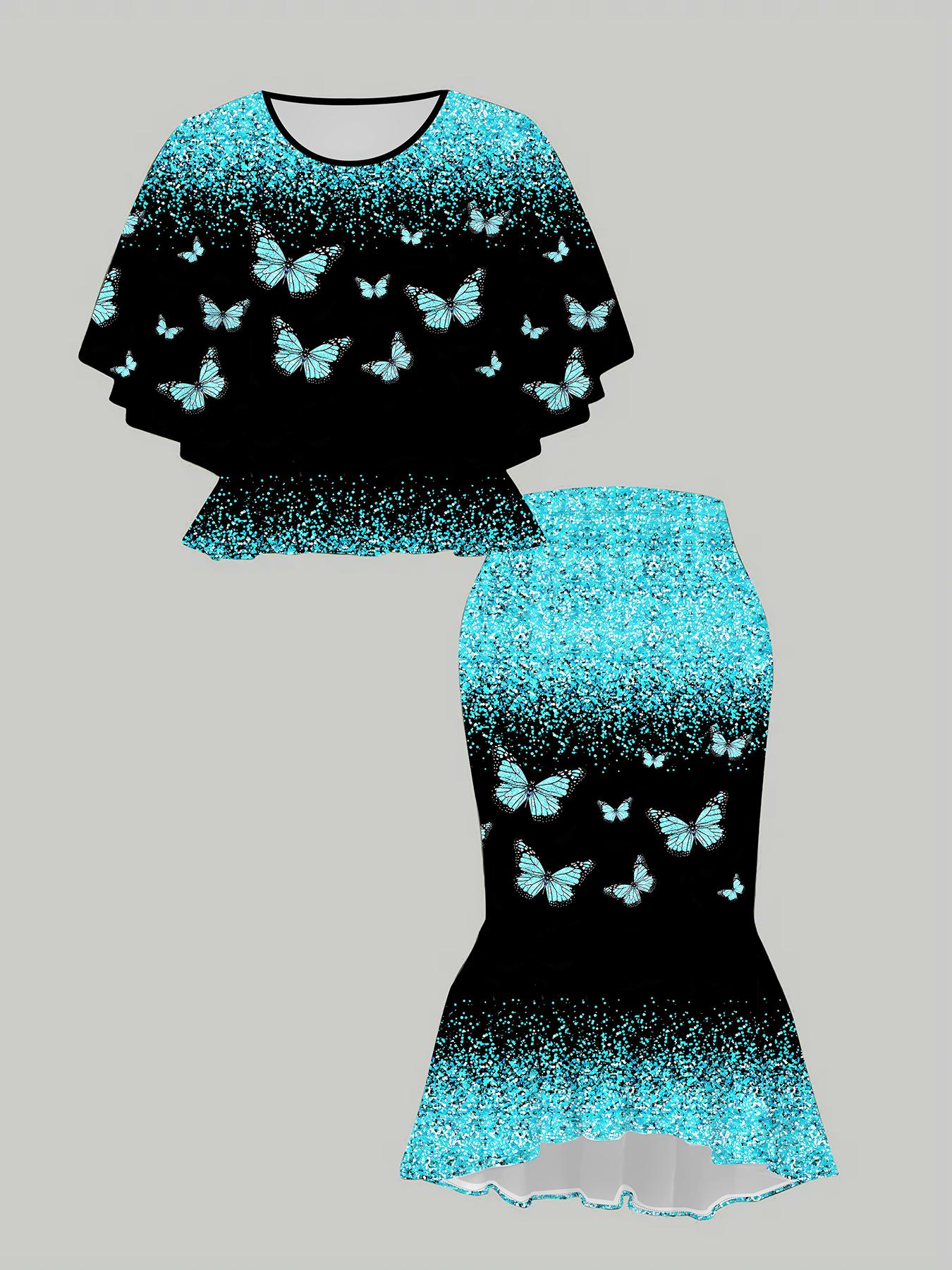 

Женский принт «Классический тотем», напечатанный на 3D-принтере, модный, большого размера, элегантный, универсальный для всех сезонов. Футболка, Юбка и Комплект, Модный Стиль 1XL синий