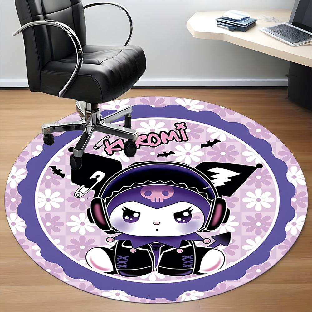 1pc Gothic Kitty Chair Carpet for Office Non-Slip, Soft & Comfortable, Carpet for Office, Gaming, Lightweight Round Floor Mat yy251021038