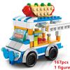 DIY Architecture Ice Cream Car Store Street View Food Building Blocks Kit Girls Bricks Classic Movie Model Kid Toys For Children