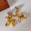 Gold and Silver Color Contrast Fashion Animal Balloon Dog Drop Earrings for Women Children Girls Punk Jewelry