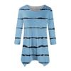 Women's Fashion Casual V-neck Striped Printed Seven-point Sleeve Shirt Belted Loose Comfortable Top