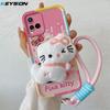 KEYSION Cute 3D Cartoon Plush Case for VIVO Y21 Y21S Y33S Y33T with Lanyard Soft Silicone Shockproof Phone Cover for VIVO T1X