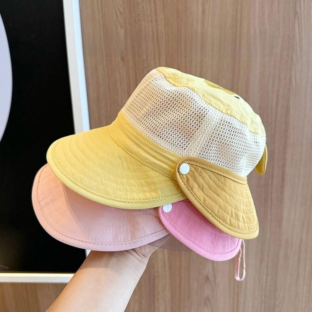 Quick-dry Summer Kid Sunhat Detachable Children's Fisherman Hat Cartoon Animal Bucket Hat  Girls