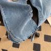 Damjeans Vår/Höst Hög Midja Broderade Lös Smal Design Nischade Delade Byxor