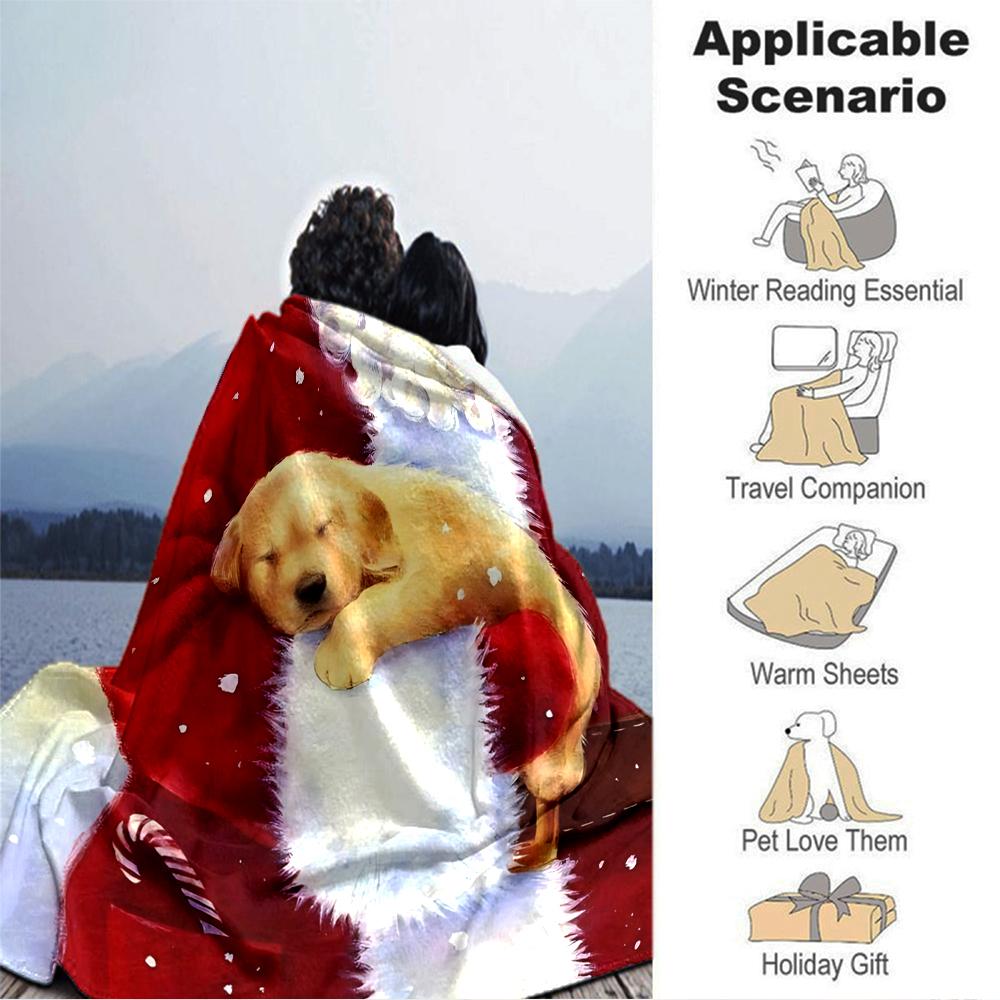 Santa'S Lap Pup Blanket Soft Throw Blanket For Home Bedroom Bed Sofa Travel Office Solid Christmas Blanket
