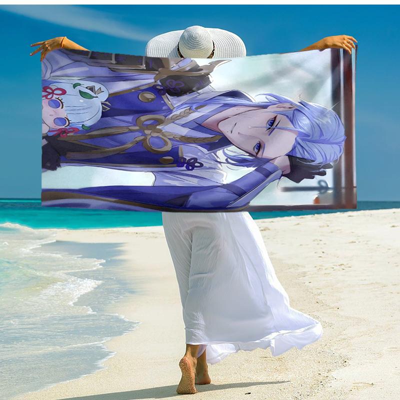 1pc Genshin Impact1 Beach Towel, Comfortable and Thick, and Swimming/Bath/Picnic/Camping Towel, Suitable for Seaside Beaches