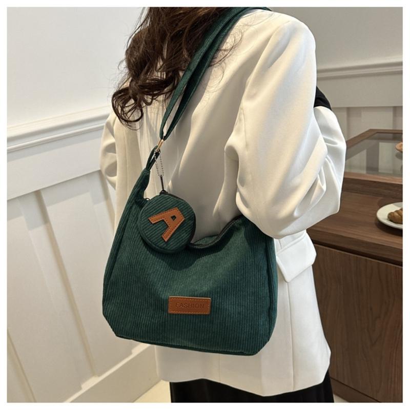 2024 NEW Crossbody Bag Corduroy Shoulder Bags Large Capacity School Book Bag Fashion Bags for Teen Girl Student