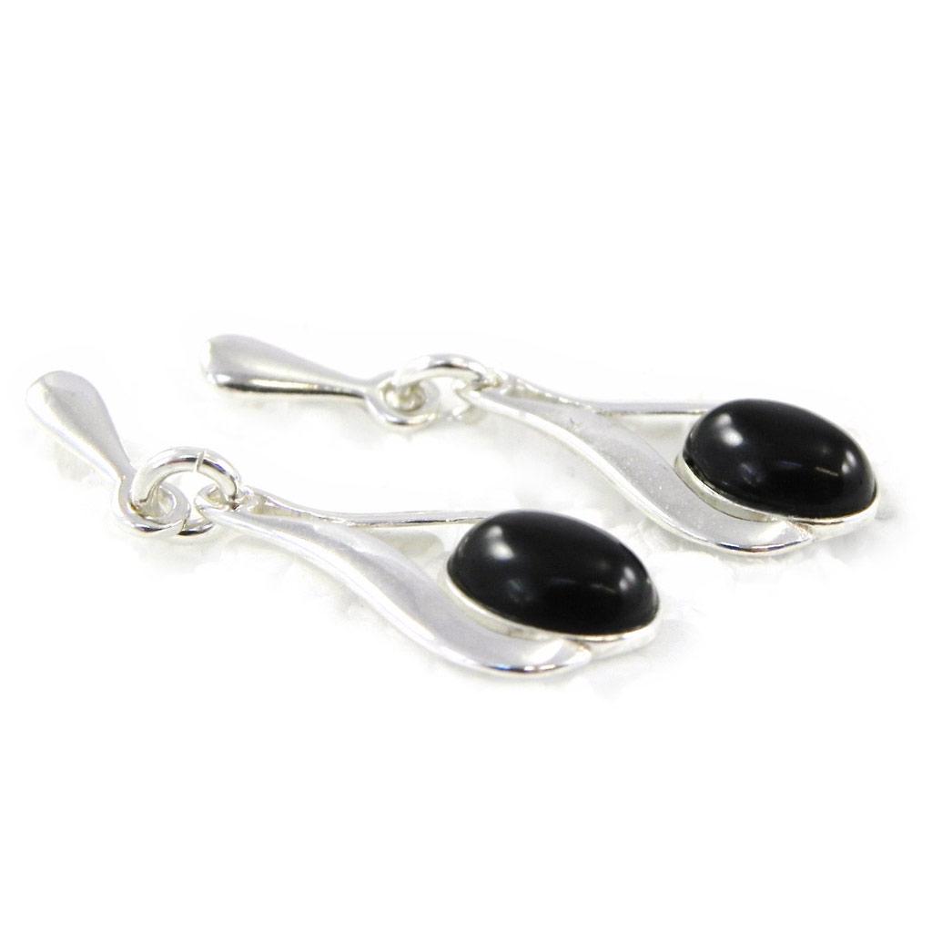 Les Trésors De Lily [H3468] - Silver Earrings 'Déesse Noir De Jais' Silver-black (rhodium-plated) - 28x9 Mm