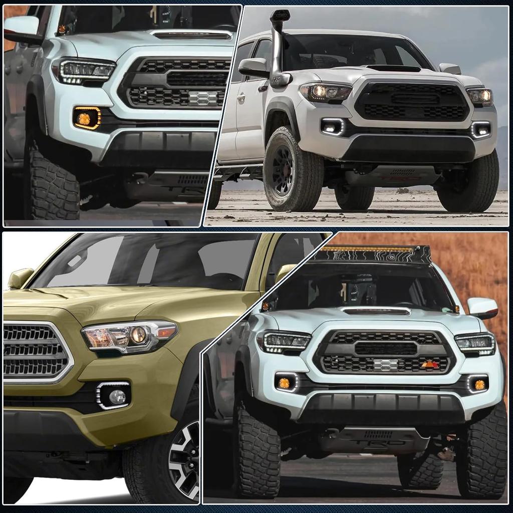 Switchback White/Amber LED Front Fog Light Daytime Running Lamp Amber Sequential Turn Signal Light Feature Compatible With Toyota Tacoma 2016-