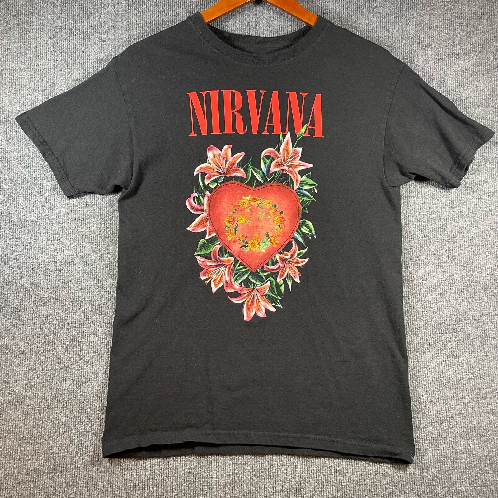 Nirvana T-shirt Men Medium Black Short Sleeve Logo Band Music Concert M