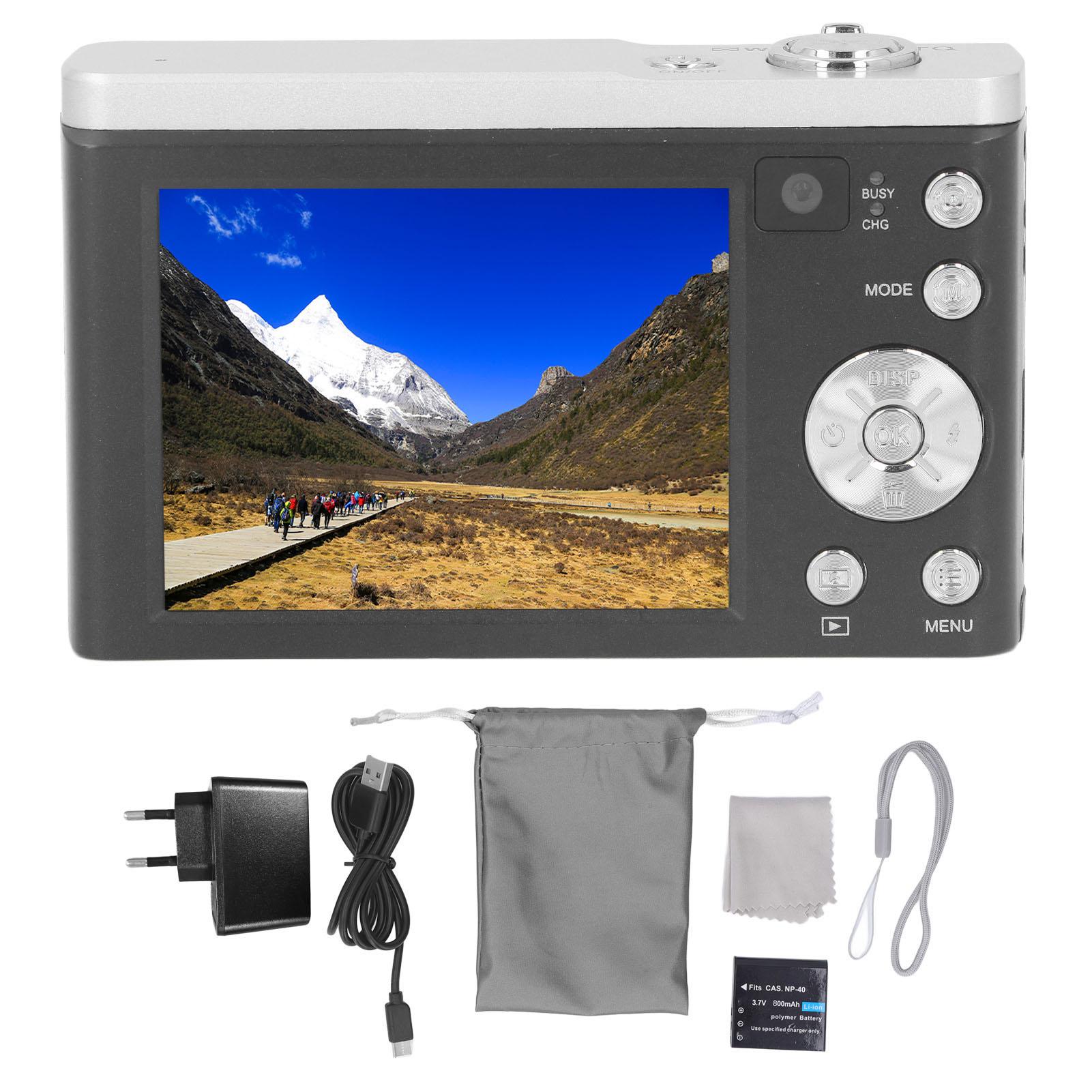 

44MP Digital Camera 2.8in IPS Touch Screen 5K Dual Lens 5X Optical Zoom Autofocus Compact Portable EU Plug