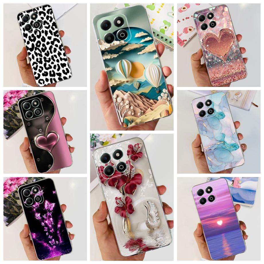 Phone Case for Honor X6b / Honor X6a Plus Transparent Shockproof Soft Cover Love Heart Butterfly Marble Bumper Camera Protection