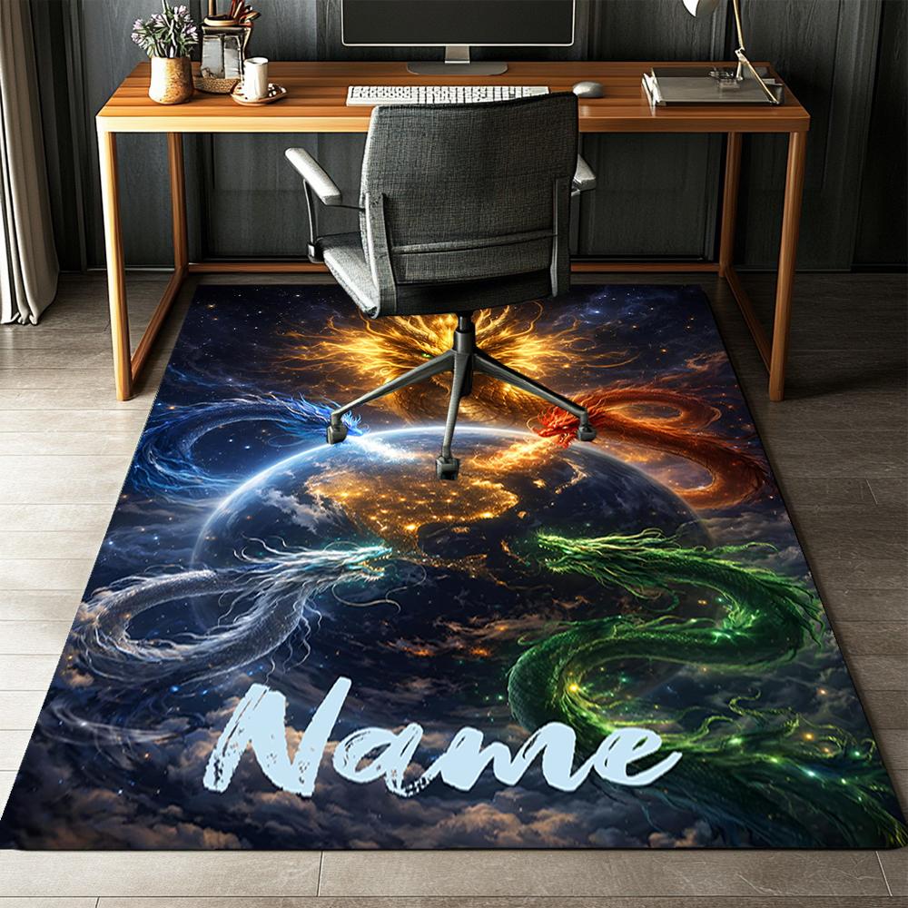 Custom Name Dragon Printed Carpet,Rug for Office Chair Living Room Bedroom Kitchen Room Decor Gifts.