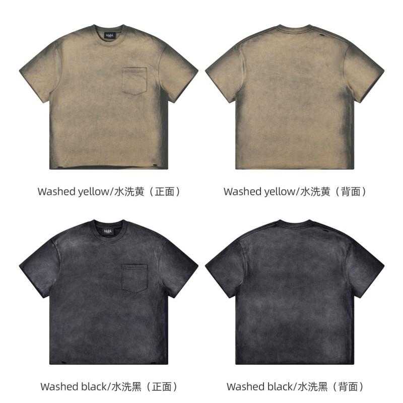 Mens Vintage Washed Cotton T-Shirt Loose Fit Short Sleeve Round Neck Tee Casual