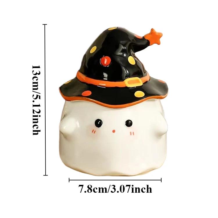 Magic Party Ghost Ceramic Cup Cute Funny Mug with Cover Halloween Gift Personalized Home Coffee Cup