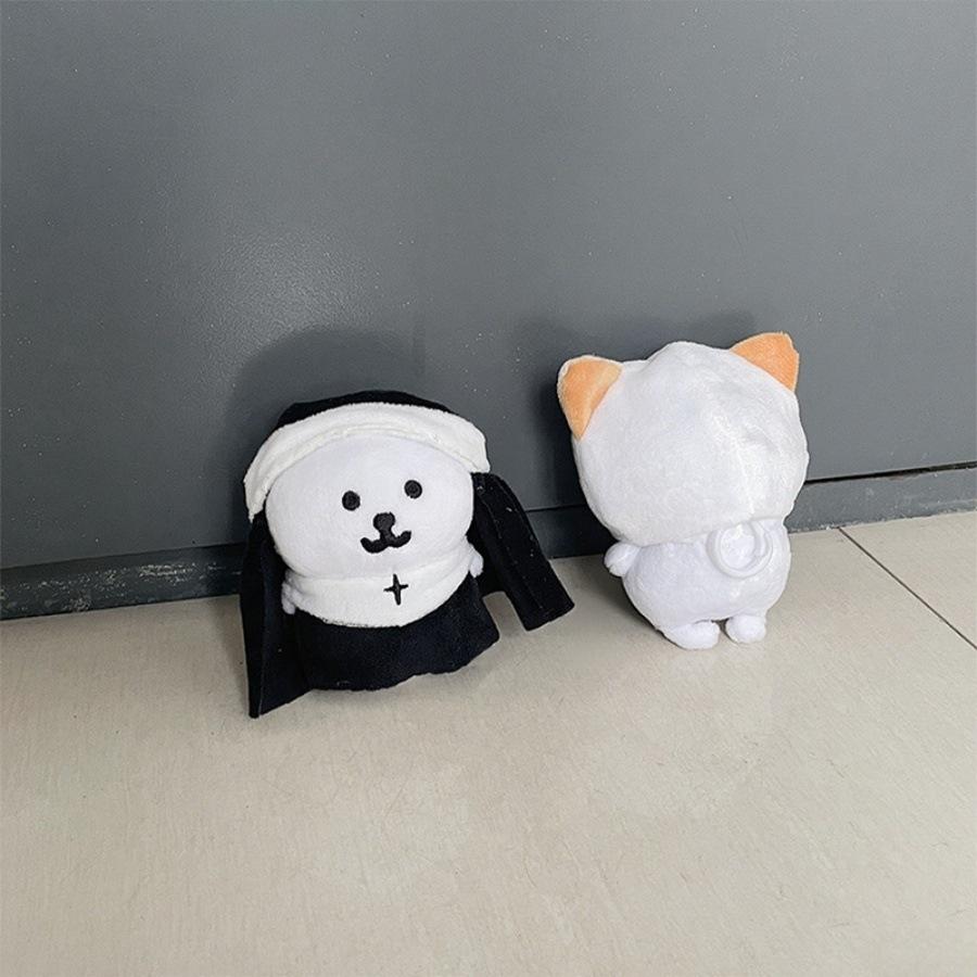 Cartoon Cute Little White Bear Plush Doll Nun Doll Dress Up Cotton Doll Dress Up Cloak Accessories Rat King Cooking Doll