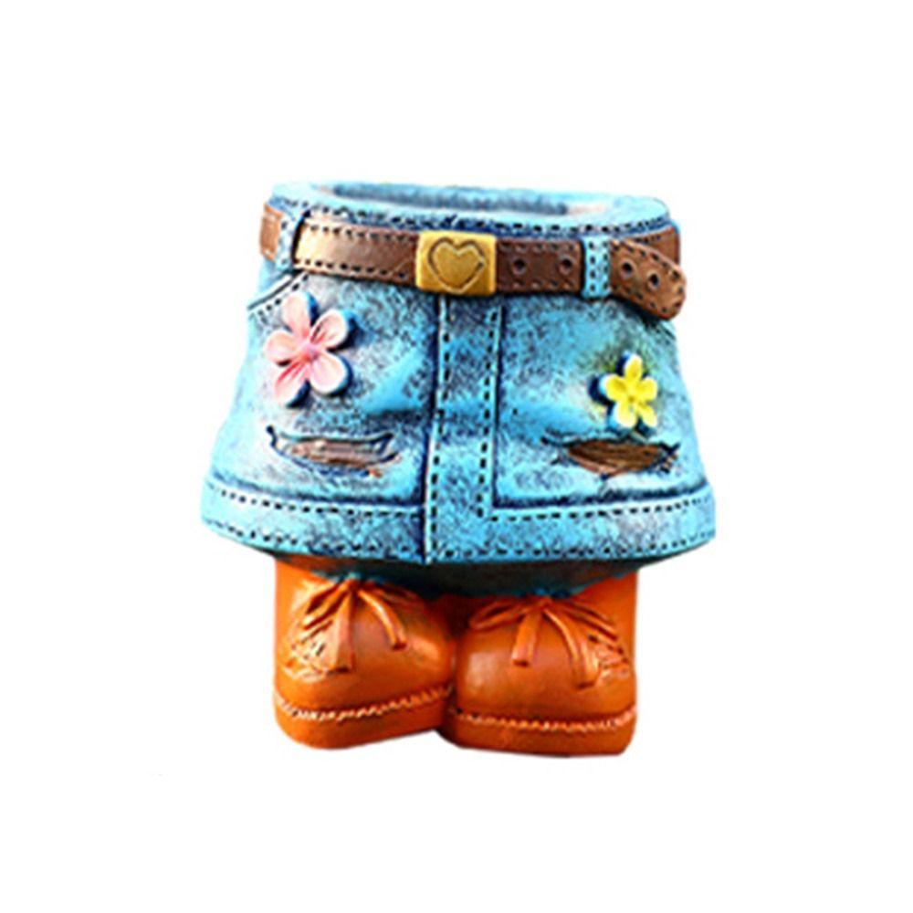 

Cute Denim Pants Flower Pot Creative Plant Holder Decor Ornaments Flower Planting Pots Yard Style 2
