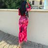 Vestidos de mujer de primavera y otoño con efecto tie-dye, manga larga, ajustados y con efecto tie-dye