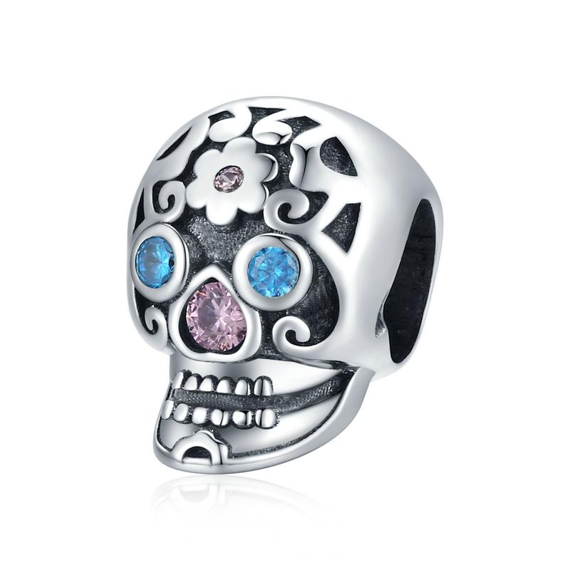 WOSTU 925 Sterling Silver Dark Style Witch Hat Skull Skeleton Spider Cross Charm Charm Beads Fit Original Bracelet DIY Jewelry