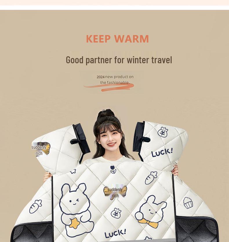 Universal All-Season Windproof Electric Vehicle Windshield with Thick Winter Fleece