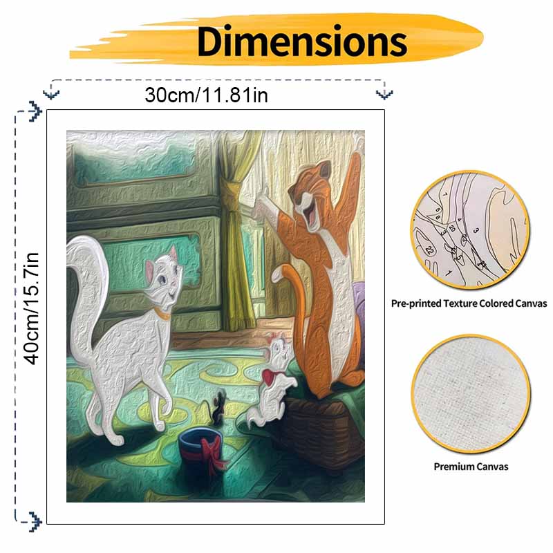 Disney The Aristocats Oil Paint Digital Painting Art Kit Handmade DIY Painting Kit Home Decor