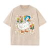 2026 Vintage Washed Black Tshirt Cute Mama Duck Floral Graphic Tee Retro Mothers Day Casual Oversized Streetwear For Women